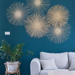 Hand Woven Bamboo Wall Art - Set Of 5, Round Sunburst Decor - thumbnail 3