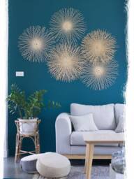 Hand Woven Bamboo Wall Art - Set Of 5, Round Sunburst Decor