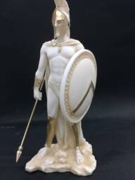 Leonidas Spartan Archaic Greek Statue Alabaster Handmade - thumbnail 1