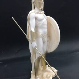 Leonidas Spartan Archaic Greek Statue Alabaster Handmade - thumbnail 3