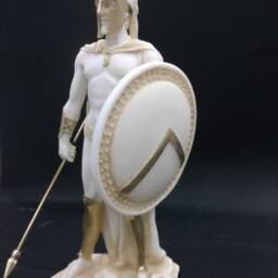 Leonidas Spartan Archaic Greek Statue Alabaster Handmade - thumbnail 2