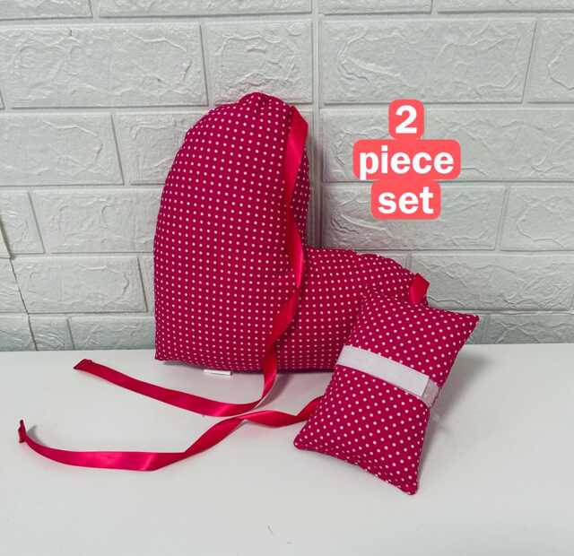 Pink Mastectomy Cushion Gift Set Heart Pillow +Seatbelt Pad Surgery Recovery 2Pc Top Lumpectomy Post-Op Cerise Polka Dot - image 1