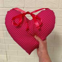 Pink Mastectomy Cushion Gift Set Heart Pillow +Seatbelt Pad Surgery Recovery 2Pc Top Lumpectomy Post-Op Cerise Polka Dot - thumbnail 3