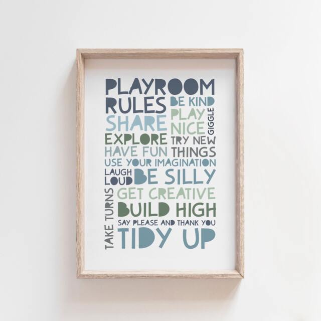 Playroom Rules Print, Wall Art, Nursery Decor, Boys Prints, Kids Room, Bedroom - image 1