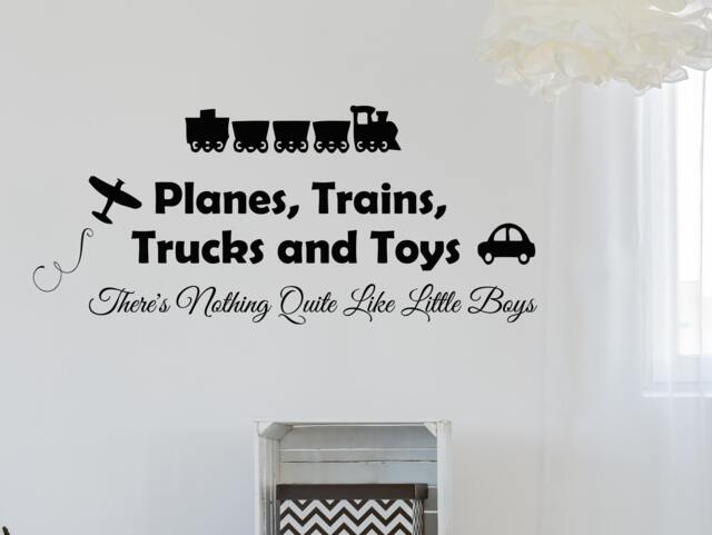 Boy Nursery Wall Decals Planes Trains Trucks & Toys Decal Vinyl Sticker Baby Room Home Decor Art Murals Ms706 - image 1