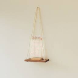 Hanging Swing Shelf Rustic Wood, Hessian Cord, Hygge Decor - thumbnail 3