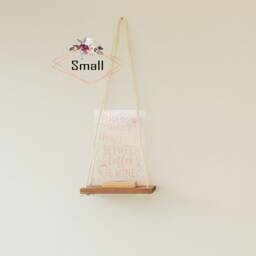Hanging Swing Shelf Rustic Wood, Hessian Cord, Hygge Decor - thumbnail 2