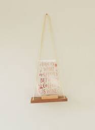 Hanging Swing Shelf Rustic Wood, Hessian Cord, Hygge Decor - thumbnail 1