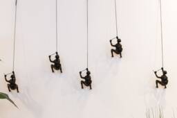 5 Piece Climbing Sculpture Wall Art Gift For Home Decor Interior Design Rock Man Contemporary Artwork Black Mat - thumbnail 1
