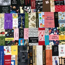 "Book Shelves Embroidered & Pieced Custom Quilted Throw ~41"" X 52" - thumbnail 2