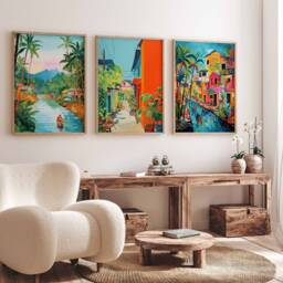Set Of 3 Thailand Poster Set, Vintage Bangkok Floral Prints, Indigenous Art, Folk Art Poster, Tropical Wall Art, Print, A1/A2/A3/A4 - thumbnail 3