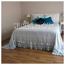 Shabby Chic Ruffled Linen Duvet Cover, 3-Tier Layered Romantic Bedding - thumbnail 2