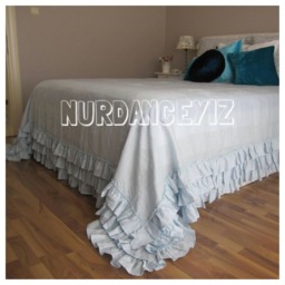 Shabby Chic Ruffled Linen Duvet Cover, 3-Tier Layered Romantic Bedding - thumbnail 3