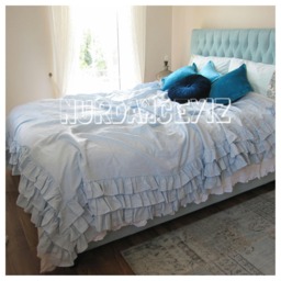 Shabby Chic Ruffled Linen Duvet Cover, 3-Tier Layered Romantic Bedding
