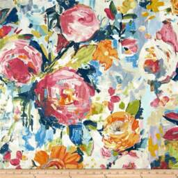 Abstract Floral Linen Cushion Cover Colorful Peony Throw Pillow - thumbnail 3