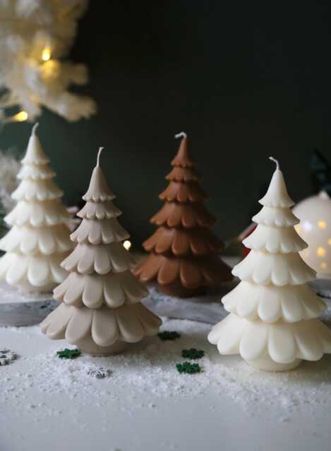 Handmade Soy Wax Christmas Tree Candle - Holiday Decor - image 1