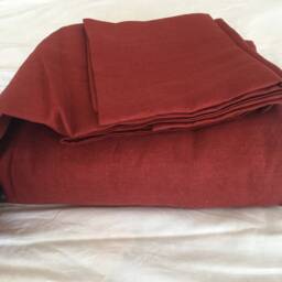 Set Of 3 Shabby Chic Washed 100% Hemp Linen Bedding - Burgundy Duvet Cover With 2 Matching Pillowcases - thumbnail 3