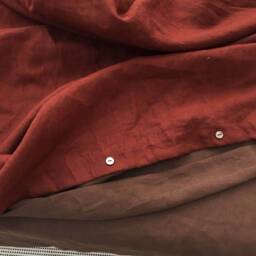 Set Of 3 Shabby Chic Washed 100% Hemp Linen Bedding - Burgundy Duvet Cover With 2 Matching Pillowcases - thumbnail 4
