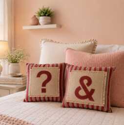 Burlap Accent Pillow Set Handmade Decorative Gift Housewarming Hostess Present Idea Whimsical Typography Throw Cushion Farmhouse Home Rustic