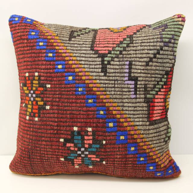Handmade Kilim Pillow Cover 20x20, Turkish Oriental Design - image 1