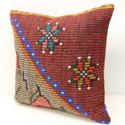 Handmade Kilim Pillow Cover 20x20, Turkish Oriental Design - thumbnail 3