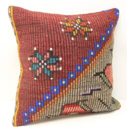 Handmade Kilim Pillow Cover 20x20, Turkish Oriental Design - thumbnail 2