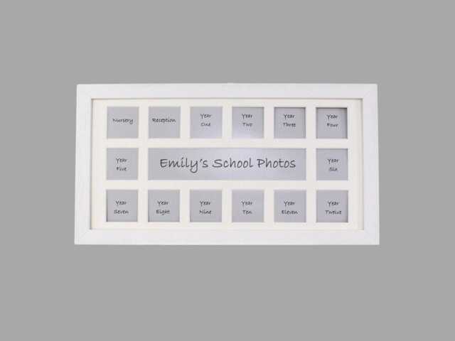 Personalised Through The School Years Wooden Photo Frame - Multi Aperture Frame. 20x40cm. Suits 14 Photos 2x2 - image 1