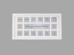 Personalised Through The School Years Wooden Photo Frame - Multi Aperture Frame. 20x40cm. Suits 14 Photos 2x2 - thumbnail 1