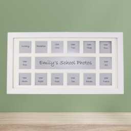 Personalised Through The School Years Wooden Photo Frame - Multi Aperture Frame. 20x40cm. Suits 14 Photos 2x2 - thumbnail 3