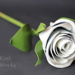 Metal Sweetheart Rose, Mother's Day, Mothers Confirmation, First Communion, White Steel, Rose - thumbnail 2