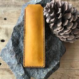 Hummingbird & Honeysuckle Leather Pencil Case - Gift For Her Mustard Yellow Anniversary Birthday Mother's Day - thumbnail 2