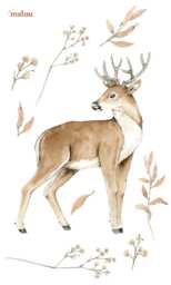 Majestic Buck Wall Decal Neutral Woodland Nursery Art