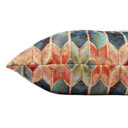 Vintage Venice Stained Glass Style Tapestry Xl Rectangular Cushion. Geometric Renaissance Design With Gold Detailing. 23X15 - thumbnail 2