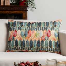 Vintage Venice Stained Glass Style Tapestry Xl Rectangular Cushion. Geometric Renaissance Design With Gold Detailing. 23X15