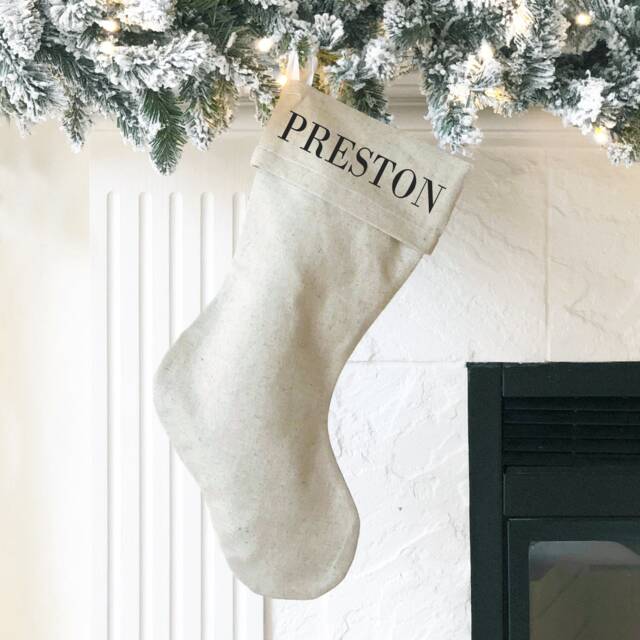 Family Christmas Stocking - Customized With Name Xmas Stockings Initial Farmhouse Socks - image 1