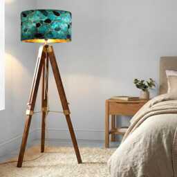 Handmade By Order Luxury Black Gold Teal Marble Rasin Geometric Abstract Art Velvet Drum Lamp Shade Pendant Light All Shapes - thumbnail 2
