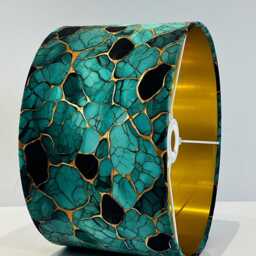 Handmade By Order Luxury Black Gold Teal Marble Rasin Geometric Abstract Art Velvet Drum Lamp Shade Pendant Light All Shapes - thumbnail 3