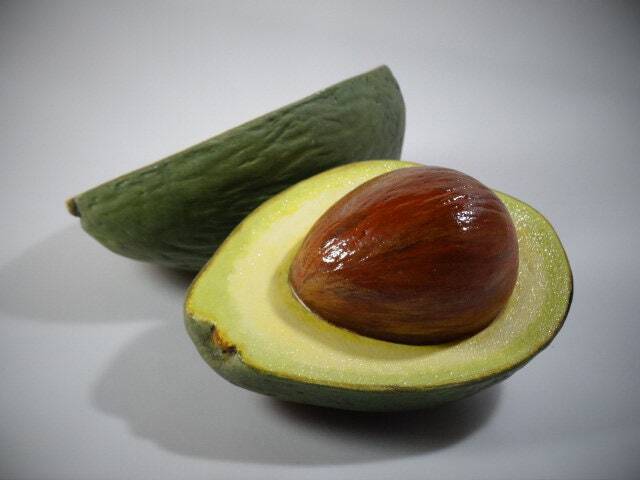 Ceramic Avocado Cut Handmade Realistic - 2 Half Pieces Natural Size, Gift, Kitchen Decor - image 1