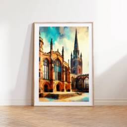 Coventry Poster Prints - Set Of 3 Posters - Watercolour Wall Art Decor Travel England Hanging Artwork Gift UK Painting - thumbnail 3