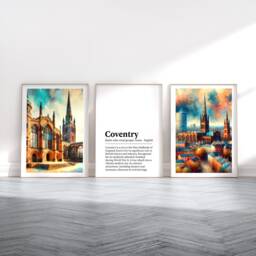 Coventry Poster Prints - Set Of 3 Posters - Watercolour Wall Art Decor Travel England Hanging Artwork Gift UK Painting - thumbnail 2