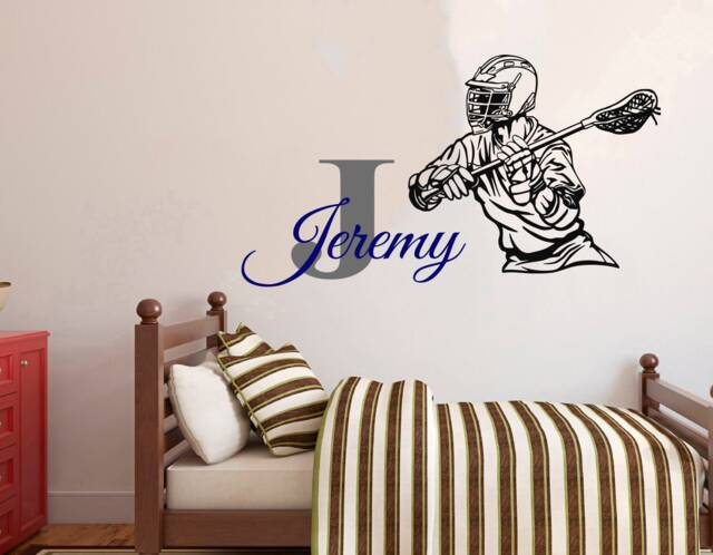 Custom Name Lacrosse Player Wall Decal Removable Home Decor 1050 - image 1
