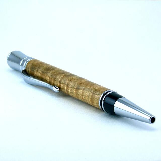 Executive Style Twist Pen With Chrome Plated Hardware & Made Curly Maple Wood - image 1