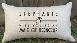 Personalized Bridesmaid Proposal Pillow, Custom Bridal Party Gift - thumbnail 1