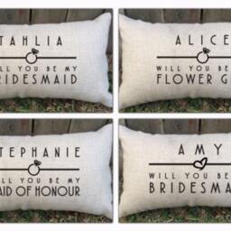 Personalized Bridesmaid Proposal Pillow, Custom Bridal Party Gift - thumbnail 2