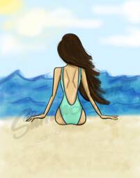 "Beach Illustration Print - Fashion Wall Art - 11""x14" - thumbnail 1