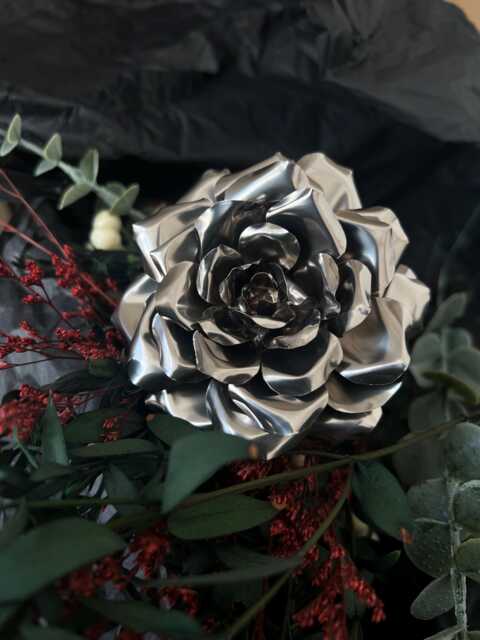 Handmade Silver Rose, Titanium, Metal Flower, Anniversary Gift - image 1