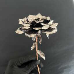 Handmade Silver Rose, Titanium, Metal Flower, Anniversary Gift - thumbnail 3