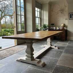 Ibiza Large Carved Pedestal Dining Table Bespoke Wooden English Country - thumbnail 2