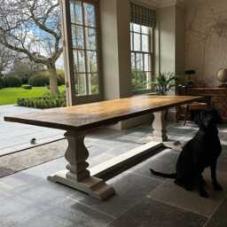 Ibiza Large Carved Pedestal Dining Table Bespoke Wooden English Country - thumbnail 3