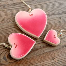 Handmade Wooden Heart Ornament, Beaded Maple Wood Window Decoration - thumbnail 2